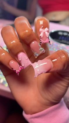 Birthday Nail Ideas Acrylic, Nails Inspiration Pink, French Tip Acrylic Nails