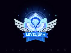 the level up logo with wings on it