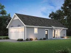 this is an artist's rendering of the garage and living quarters for these two - car garage plans