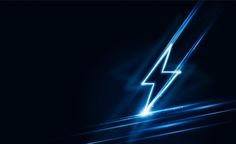 a bright blue lightning bolt is shown in the middle of a dark background with light streaks