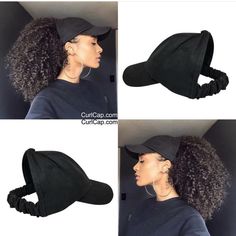 Curly Hair And Hats, Natural Hair Accessories, Long Hair Tips, Hats Black, Pelo Afro, Satin Bonnet, Glossy Hair, Afro Hair, Penteado Cabelo Curto