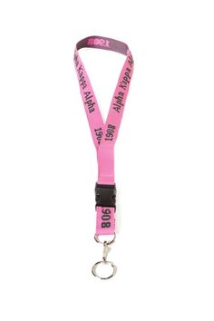 a pink lanyard with the words, i love you in black and white on it