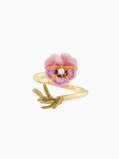 Thousand Pansies Pink pansy and freshwater pearl adjustable ring – Les Néréides Pink Flower Enamel Ring For Wedding, Pink Flower Enamel Ring For Gift, Feminine Rings, Pansy Ring, Jewellery Wishlist, Les Nereides, Beautiful Pink Flowers, Hand Painted Earrings, Painted Earrings