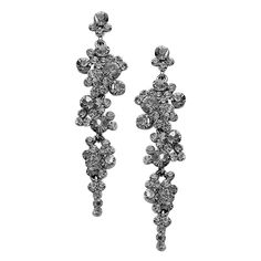 All eyes are on you in these magnificent stunners! Make a statement when you walk into a room with these unique crystal earrings. Wear them on your special day to truly enhance your look with an eccentric piece of jewelry! Glittering crystals catch the light beautifully, adding major sparkle, making this earring set spectacular! Drop style post back earrings measure 3.25 inches in length by 0.87 inch width. Short style is 2.75 inches long. Due to the variations in monitors, phone screens and browsers, the color of products may appear different in person or on different monitors. Round shaped rondelle cut glass crystals in a tiered, cluster design are a great addition to your earring collection! Stunning vintage style post earrings are dripping with sophistication. Offering a guilty hint of Earrings Formal, Pageant Earrings, Formal Earrings, Black Diamond Earrings, Gray Earrings, Prom Earrings, Gold Statement Earrings, Chunky Jewelry, Purple Earrings