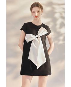 Get 10% off now! Buy cute bow knot black and white mini dress at cheap price online. Free stable shipping and pro custom service since 2009. Mini Length Party Dress With Bow Print, Chic Summer Mini Dress With Bow Tie, Evening Mini Dress With Bow Tie, Mini Party Dress With Bow Tie, Party Mini Dress With Bow Tie, Black Bow Tie Dress For Party, Mini Length Party Dresses With Bow Tie, Chic Mini Dress With Satin Bow, Black Party Dress With Bow Tie