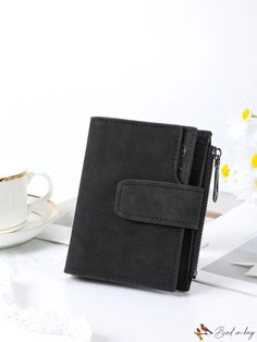 BirdinBag - Compact Minimalist Wallet Versatile Large Capacity Wallet For Everyday Use, Casual Black Shoulder Bag With Card Slots, Large Capacity Black Wallet For Daily Use, Black Large Capacity Wallet For Daily Use, Black Wallet With Zipper Pocket For Daily Use, Black Casual Coin Purse For Daily Use, Casual Black Coin Purse For Daily Use, Solid Wallets With Interior Card Slots For Daily Use, Black Everyday Bifold Bag