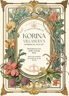 an ornate frame with flowers and leaves on it, in the style of korna villa