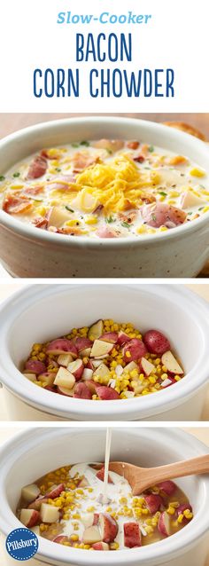 this slow cooker bacon corn chowder is the perfect side dish for any meal