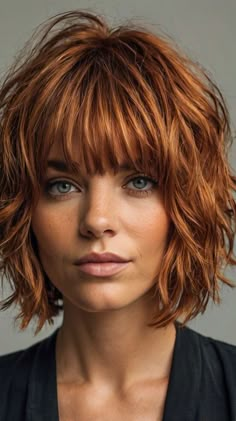 #BraidGoals #BraidInspiration #BraidTutorial #BraidHairstyle #BraidLove #BraidAddict #BraidObsessed #BraidQueen #BraidGameStrong #BraidBeauty Copper Bob With Bangs, Short Red Hair With Bangs, Copper Short Hair, Copper Bob, Simply Hairstyles, Highlights On Black Hair, Red Bob Hair, Red Hair With Bangs, Red Hair Looks