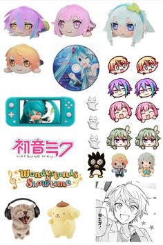 an assortment of anime character stickers