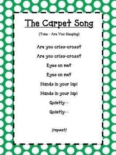 a green and white polka dot pattern with the words, the carpet song