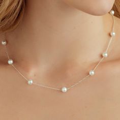 Pearl Necklace, Station Pearl Necklace, Genuine Pearl Necklace, Dainty Freshwater Pearl Necklace, Tiny Pearl Necklace, Bridesmaid Gifts, Wedding Jewelry, Gifts for Her, Christmas Gift, Pearl Jewelry, Handmade Jewelry, Silver Pearl Necklace ☆ Back to my store for more options: https://www.etsy.com/shop/GoldJewelryWorkshop ☆ All the pieces you purchased from GoldJewelryWorkshop come with a Certificate of Authenticity(925 Sterling Silver) ► 925 Sterling Silver Pearl Necklace * Pearl Diameter: 3 mm Tiny Pearl Necklace, Genuine Pearl Necklace, Silver Pearl Necklace, Cultured Pearl Necklace, Silver Chain Style, Gold Pearl Necklace, Pearl Choker Necklace, Freshwater Pearl Necklace, Gold Necklace Women