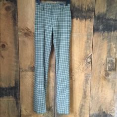 Rare Vintage Deadstock!!! Women’s Panhandle Slim Polyester Pants From The 1970’s. Blue And Brown Plaid. These Pants Are To Die For And Still Have The Original Tags!! Brand: Panhandle Slim Size: 25 13” Waist 35” Inseam 45” Length Retro High Rise Stretch Pants, Retro High-rise Stretch Pants, Retro Stretch High Rise Pants, Vintage Stretch Green Bottoms, Retro High Rise Pants For Work, Retro Fitted Straight Pants, Fitted Retro Straight Pants, Vintage High Rise Fitted Pants, Retro Stretch Bottoms For Work