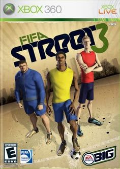 the cover art for the xbox version of hea strob 3, featuring three men in blue and yellow outfits