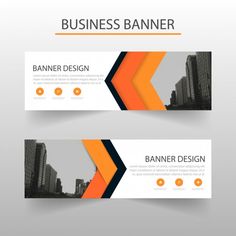 two banners with orange and black arrows in the middle, one is for banner design