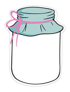 a jar with a pink ribbon tied around the top and bottom, on a white background