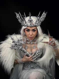 Snow Queen Crown and Costume Handmade Unique