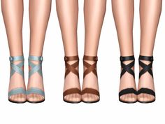 three pairs of women's shoes with cross straps