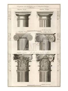 four different types of columns on a white background canvas print wall art home decor gift