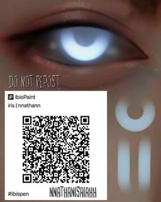 a close up of a person's eye with qr code on it