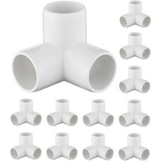 various sizes and shapes of white plastic pipes