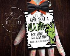 a hand holding candy sticks with the words let me give you a hand for being so amazing