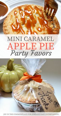 mini caramel apple pie party favors