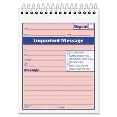 a notepad with the words important message on it