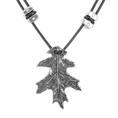 Oberon Design Oak Leaf Hand-Cast Britannia Metal Necklace Vintage Silver Necklace With Adjustable Length, Silver Vintage Necklace With Adjustable Length, Metal Pendant Jewelry With Adjustable Length, Adjustable Metal Pendant Jewelry, Symbolic Adjustable Necklace With Oxidized Finish, Symbolic Necklace With Oxidized Finish And Adjustable Fit, Symbolic Necklace With Oxidized Finish, Adjustable Metal Engraved Necklace, Adjustable Pendant Necklaces With Waxed Cord