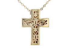 10k Yellow Gold Sliding Filigree Cross Pendant Mirror Link 20 Inch Necklace. Chain measures approximately 1/32 of an inch in width, is adjustable to be worn at 18 or 20" length, and has a spring ring clasp. Cross measures approximately 5/8" L x 1/2" W. Gold Filigree Cross Pendant Necklace, Gold Cross Necklace With Filigree, Adjustable Gold Necklace With Hallmark, Gold Filigree Cross Necklace, Adjustable Gold Necklaces With Hallmark, Yellow Gold Filigree Cross Pendant Necklace, Yellow Gold Filigree Cross Jewelry, Formal Engraved Cross Pendant Necklaces, Formal Engraved Cross Pendant Necklace