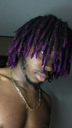 Purple Dreads, Colored Dreads, Hair Twists Black, Dyed Tips, Dyed Hair Men, Purple Tips, Dyed Hair Purple