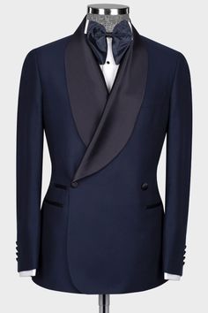 Mens Suit Colors, Navy Blue Shawl, Navy Shawl, Suits Formal, Prom Tuxedo, Blue Shawl, Wedding Suits Groom, Black Shawl, Prom Suits