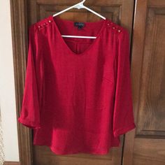 Gorgeous Red Blouse From The Limited! Definitely A Must Have In Your Wardrobe. 3/4 Sleeves, Never Worn! Size Xs. Open To Offers! Casual Red Blouse With 3/4 Sleeves, Red 3/4 Sleeve Tops For Work, Red Blouse, Red Blouses, The Limited, Must Haves, Top Blouse, Blouses, Womens Tops