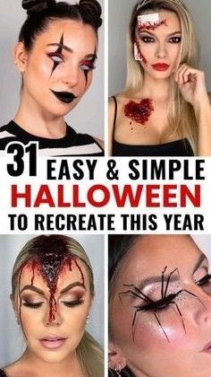 Easy Halloween Scary Makeup, Scary Ballerina Makeup, Easy Gory Halloween Makeup, Couples Halloween Costume Makeup, Halloween Prom Queen Makeup, Voodoo Doll Makeup Easy, Spooky Halloween Makeup Easy, Easy Cute Halloween Makeup Ideas, Elegant Halloween Makeup