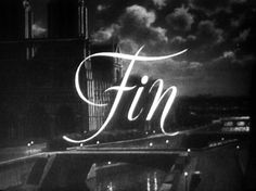 the word fin is lit up in black and white