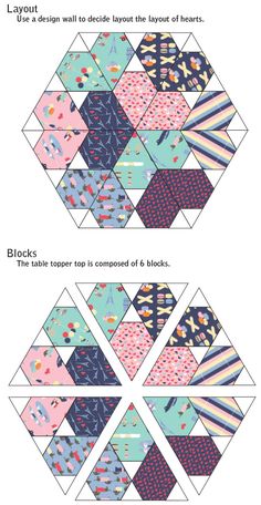 the instructions for how to make an origami quilt with different patterns and colors