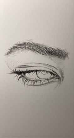 a drawing of an eye with long lashes