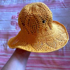 Very Cute Handmade Crocheted Summer Hat -Like New Never Worn Crochet Bucket, Crochet Bucket Hat, Summer Hat, Cotton Crochet, Summer Hats, Color Orange, Bucket Hat, Womens Sizes, Women Accessories