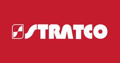 the strato logo on a red background