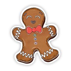 a ginger sticker with a bow tie on it's chest and eyes closed