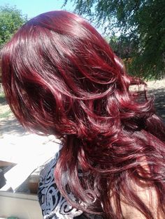 Loved this color! Hire Color, Purple And Red Hair, Cherry Red Hair, Cute Hair Colors, Hot Hair Colors, Dark Red Hair