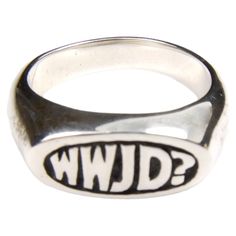 Silver WWJD? (What Would Jesus Do?) Ring Size 10 Top width: 8.8 mm (0.35") Botton width: 4.4 mm (0.18") Hallmark: Can not read mark but tests silver Excellent vintage condition (see photos) What Would Jesus Do, Bellingham Wa, Size 10 Rings, Rings Statement, Hallmark, Favorite Jewelry, Statement Rings, Jewelry Rings, Ring Size