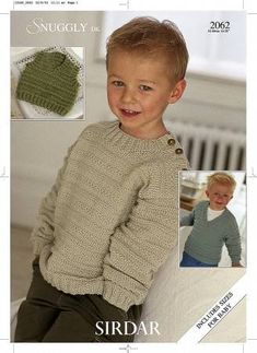 a child's sweater and hat in sirdar knitting pattern, with instructions to knit it