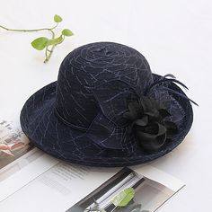 Category:Fascinators,Hats,Headwear; Embellishment:Feather,Bows,Pure Color,Splicing,Tulle; Gender:Women's; Quantity:1 PC; Theme:Fashion,Head,Vintage Theme,Birthday,Holiday,Classic Theme,Beach Theme,Wedding; Style:Vintage,Elegant; Hats Category:Floppy Hat,Sun Hat,Bucket Hat,Bowler / Cloche Hat; Occasion:Holiday,Casual; Material:Acrylic / Cotton; Front page:WE; Shipping Weight:0.12; Listing Date:03/25/2024; Head Circumference: Luxury Formal Wool Cloche Hat, Summer Mini Hats With Feathers, Elegant Fall Beach Sun Hat, Elegant Winter Vacation Hats, Elegant Fall Vacation Hat, Beach Hats With Feathers And Wide Brim, Feathered Church Hats For Summer, Elegant Feathered Hat For Winter, Beach Hats With Feathers For Spring