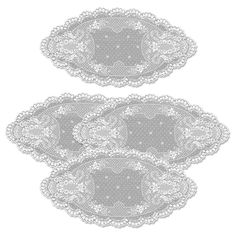 three pieces of lace on a white background