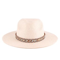 Belt Decor Western Cowgirl Hat Sun Summer Hats for Women Lady Straw Jezz Beach Hat Wide Brim Casual White Hat Band For The Beach, Casual White Hat Band For Beach, Trendy Flat Brim Bucket Hat For Vacation, White Summer Hat Bands For Vacation, White Summer Hat Band For Beach, White Hat Bands For Summer Vacation, Lightweight Pink Hat For Vacation, Trendy Flat Brim Fedora For Beach Season, Bohemian Pink Bucket Hat For Vacation