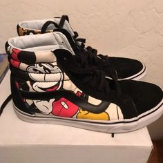 Used But In Good Condition No Holes Mickey Mouse Vans, Shoes Disney, Women's Vans, Womens Vans, Disney Mickey Mouse, Vans Shoes, Disney Mickey, Size 6, Women Shoes