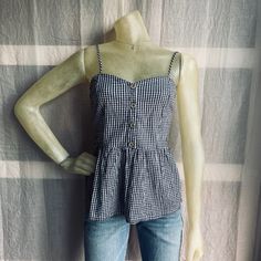 Nwot. Super Cute And Very Flattering! *Please Note The Mannequin Is A Size Xs/S Casual Houndstooth Tops For Spring, Fitted Gingham Tops For Day Out, Summer Gingham Top For Day Out, Gingham Cotton Tops For Day Out, Summer Cotton Houndstooth Pattern Tops, Summer Casual Houndstooth Top, Cotton Gingham Tops For Day Out, Casual Houndstooth Summer Top, Casual Houndstooth Top For Summer