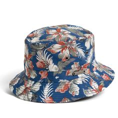 Shell: 100% Cotton Printed Lining: 100% Cotton Made in China Washing Instructions: Hand wash cold, lay flat to dry Casual Navy Bucket Hat For Outdoor, Blue Cotton Bucket Hat For Outdoor, Blue Cotton Sun Hat For Outdoor, Blue Cotton Sun Hat For Outdoor Use, Navy Cotton Beach Hat, Blue Bucket Hat For Outdoor, Navy Casual Bucket Hat For Beach, Casual Navy Bucket Hat For Beach, Navy Casual Bucket Hat For The Beach