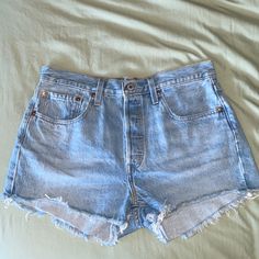 Light Wash, Like Brand New, Worn Once! Levi's Blue Jean Shorts For Summer, Levi's Summer Bottoms With Pockets, Summer Levi's Denim Bottoms, Summer Denim Bottoms By Levi's, Levi's High Waist Summer Bottoms, Levi's Summer Denim Bottoms, Levi's High Rise Blue Jean Shorts, Summer Levi's Bottoms, Levi's High Waist Blue Shorts